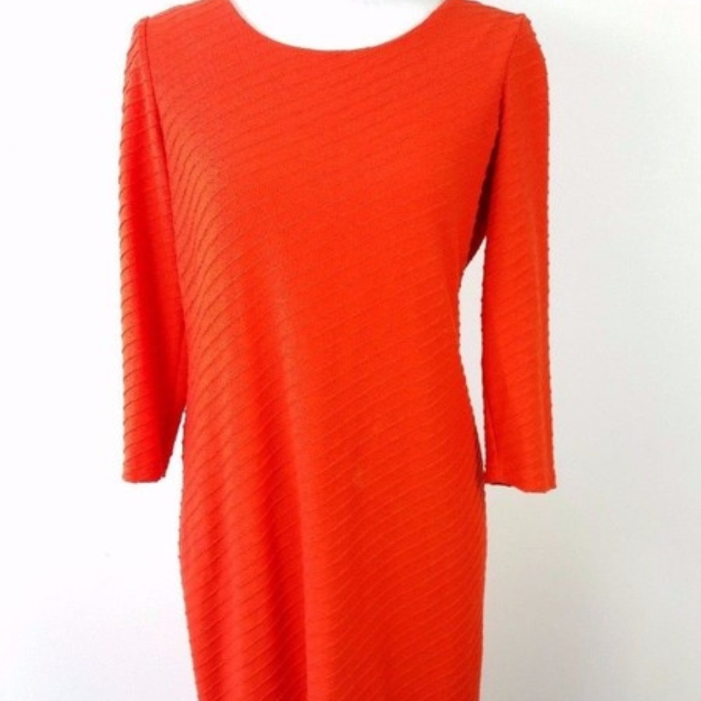 Spense Orange Zipper Textured Knee Dress Medium